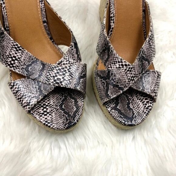 Kelsi Dagger 9 Womens Snake Print Cross Strap Slip-on Espadrille Wedge Sandals - Picture 3 of 7